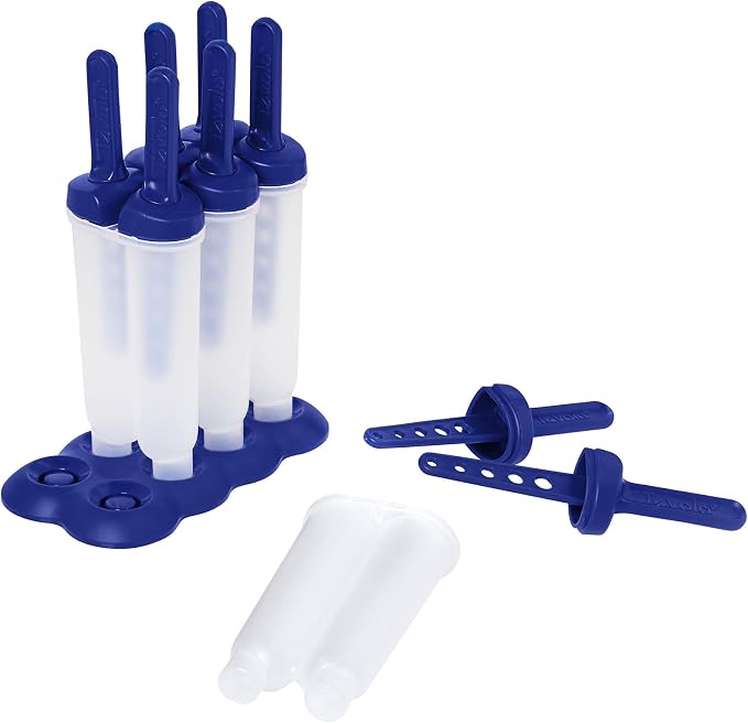 Tovolo Twin Popsicle Mold with Sticks Reusable Ice Pop Molds for Flavored Popsicles Treats Frozen Snacks, Silicone Popsicle Maker with Stand for the Freezer BPA Free Dishwasher Safe (Pack of 24)
