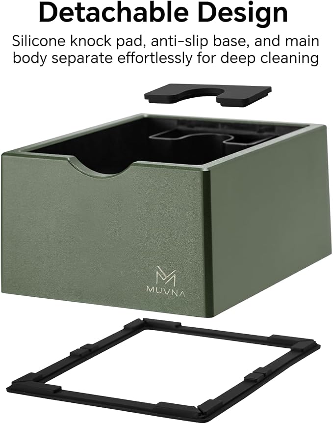 Espresso Knock Box, ABS Coffee Dump Bin for Espresso Grounds, Non-Slip Base Barista Tool, Sturdy and Compact Coffee Accessory for Unique Espresso Setup (Green)