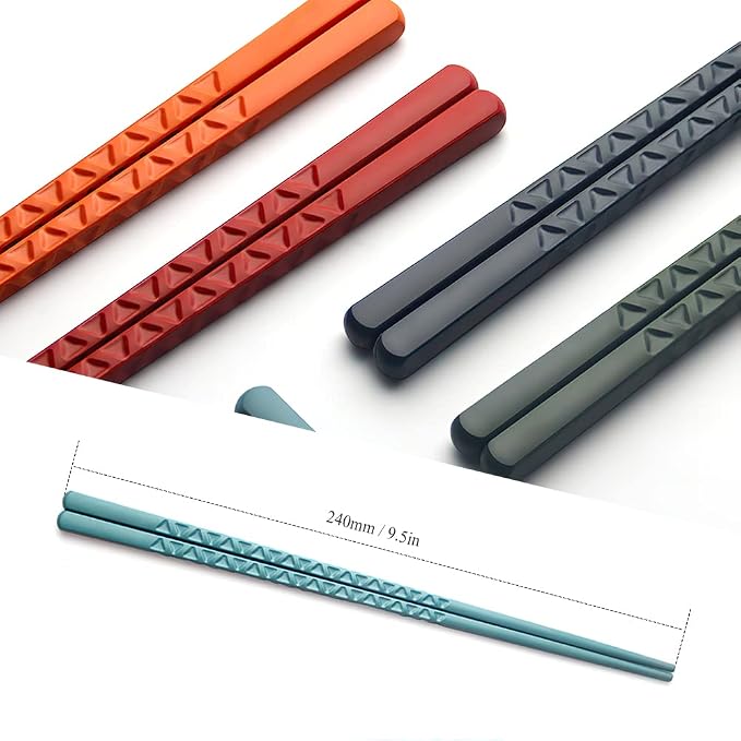Chopsticks, YFWOOD 5 Pairs Fiberglass Chopsticks - Reusable Multicolor Chop Sticks,Dishwasher Safe, Non-Slip,Japanese style-9.5 Inch