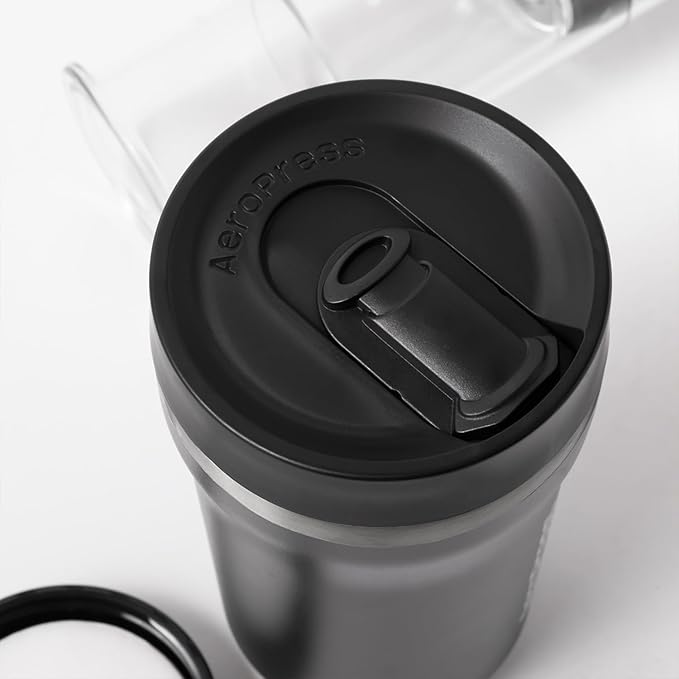 AeroPress Go Plus, Small Portable Coffee Maker Kit, Travel, Camping & Office, All-in-One French Press, Pour-Over & Espresso Style Manual Brewer, 2 Min Brew for Less Bitterness, More Flavor, Black
