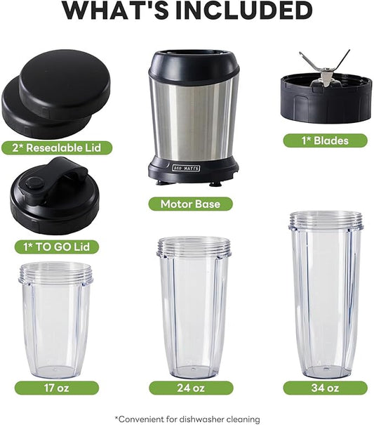 Sweetcrispy Smoothie Blender, Personal Blender Set for Kitchen, Smoothies Maker With BPA-Free Portable Cups For Shakes, Sauces, Juice, Ice Crushing