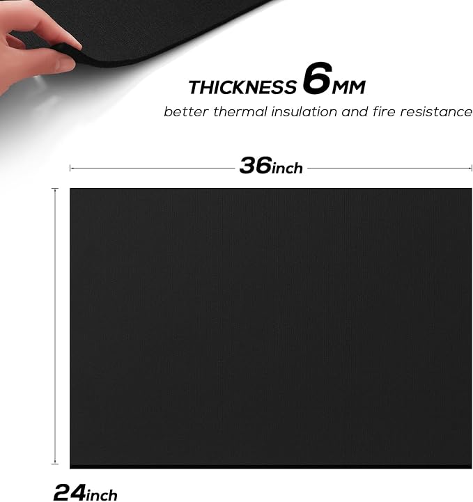 FLASLD Welding Blanket Fireproof Mat Heat Resistant Material Up To 1800°F Flame Retardant Fabric Carbon Felt for Grill Cover Stove Pit Soldering Welders Plumbers (24×36 inch)