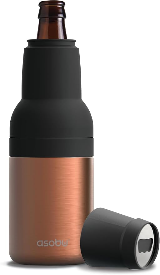 Asobu Frosty Beer Holder 2 Go Vacuum Insulated Double Walled Stainless Steel Beer Can and Bottle Cooler with Beer Opener, Bpa Free, Fits Standard 12oz Bottles & Cans, Gift for Beer Lovers