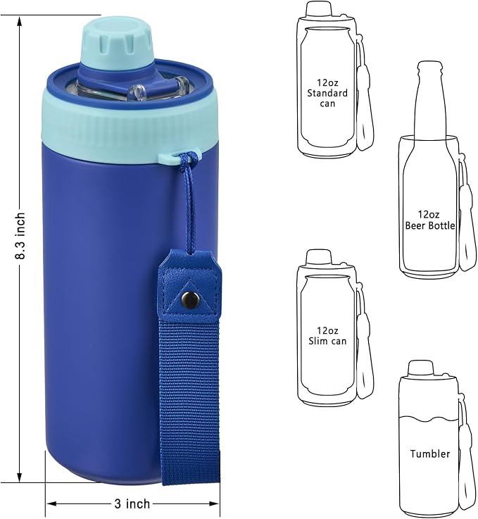 MAISON HUIS 4 In 1 Beer Can Cooler Bottle Holder with Drinking Spout Lid for 12oz Regular, Slim Skinny Cans Bottles,Sealed Insulated Double Wall Vacuum Stainless Steel Can Keeps Your Drinks Cold