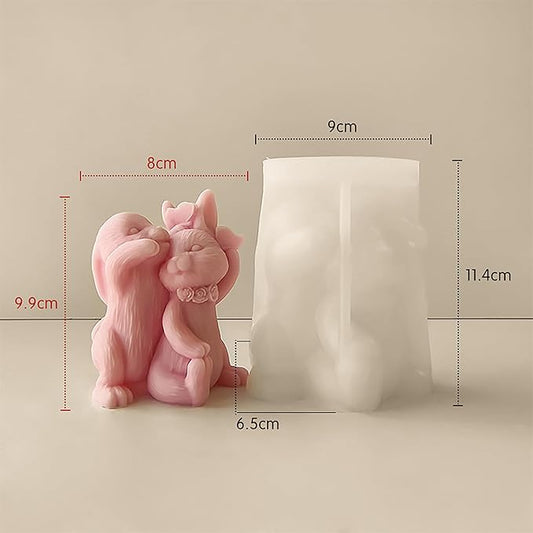 Couple Rabbit Candle Mold - Resin Casting Silicone Molds for Home Decor & Candle Making Wave Spiral Mold