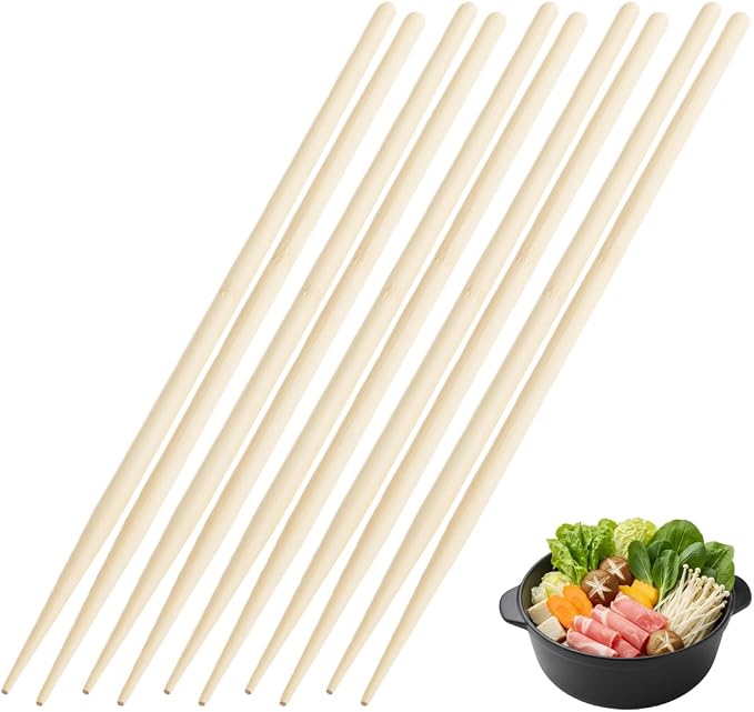 JapanBargain 3667, Extra Long Cooking Chopsticks Bamboo Wood Cooking Chop sticks for Frying Shabu Hot Pot Noodle 43cm, 17 inch, 5 Pair