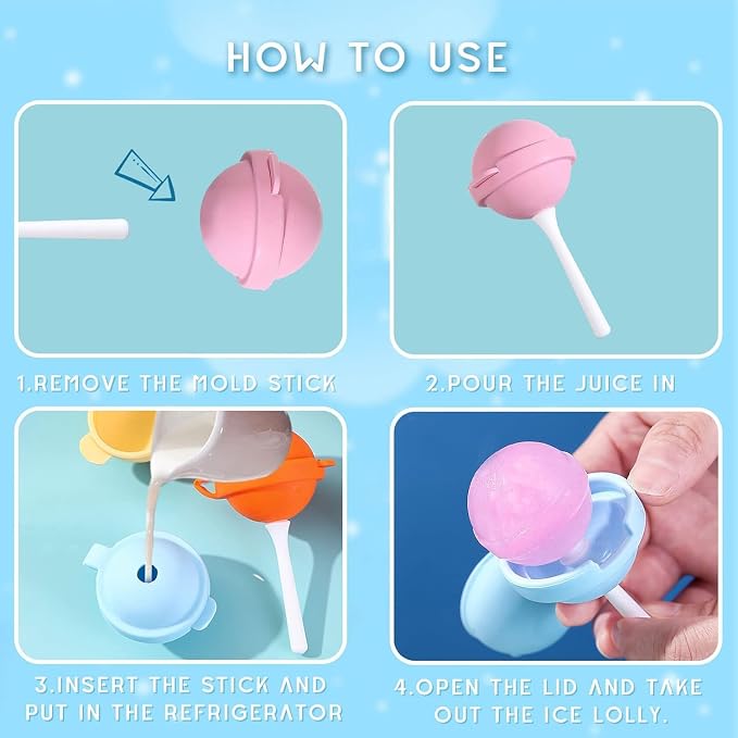Silicone Lollipop Ice Cream Maker, Homemade Popsicle Molds, DIY Popsicle Maker for Kids, Lollipop Ice Cream Mold, Reusable Popsicle Molds