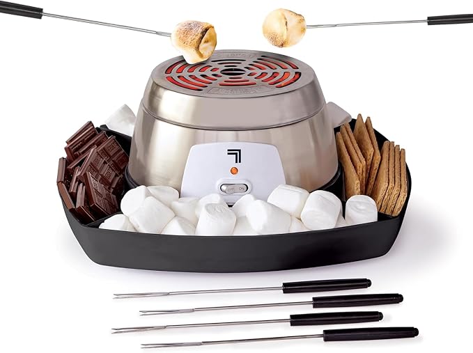 Sharper Tabletop Indoor Electric S'mores Maker | Smores Kit with 6 Roasting Stics | Flameless Tabletop Marshmallow | Movie Night Fun with Family and Kids