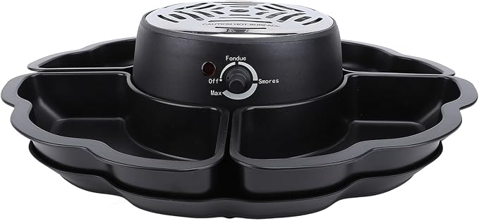 SIXRUN 2 in 1 Electric Smores Maker, Stainless Steel Chocolate Fondue Kit Roaster with Detachable Serving Trays, for Party Movie Game Night