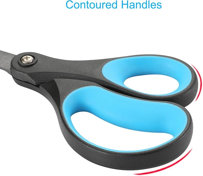 LIVINGO Titanium Scissors 8" 2 Pack Non Stick Office Craft Shears | Stainless Steel Blade, Comfortable Grip Handle, Straight Cutting, DIY Craft Office Home Supplies, Blue Black
