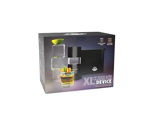 XL Clear Ice Maker – 2.5” Crystal Clear XL Cubes for Ice Presses - BPA-Free Silicone Square Cube Mold - Whiskey Gifts for Men - Press NOT Included