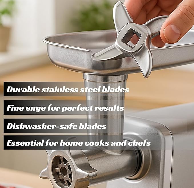 Stainless Steel Silver Meat Grinder Blade #8 – Knife Cutter Replacement for Grinders – Food Chopper Machine Parts – Mincer Cutting Plate Spare Part for Kitchen – Grinding Blades Accessories