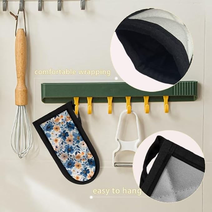 Coldinair 2PCs Watercolor Floral Hot Handle Covers Heat Resistant Cast Iron Skillet Holders,Pan Handle Sleeves Protector for Kitchen Cooking Baking
