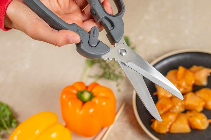 Kuhn Rikon Pro Kitchen Shears Plus | Heavy-Duty Stainless Steel Blades, Built-In Herb Stripper, Bottle Opener