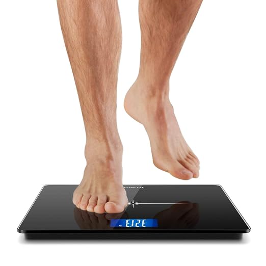 NUTRI FIT Extra-Wide/Ultra-Thick Digital Body Weight Bathroom Scale with 3 Inch Large Easy Read Backlit LCD Display Max Capacity 400lb Step-on Technology, Black