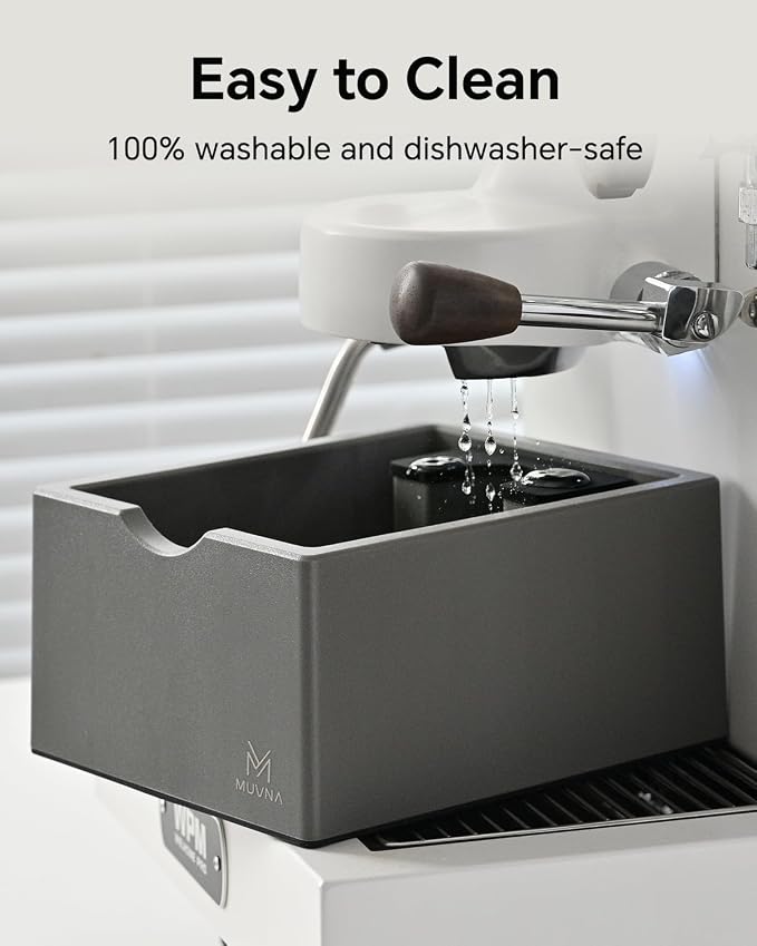 Espresso Knock Box, Durable ABS Plastic Coffee Grounds Dump Bin, Non-Slip Base with Tamping Station, Distribute and Tamp Espresso Product Tool,Espresso Barista Accessories