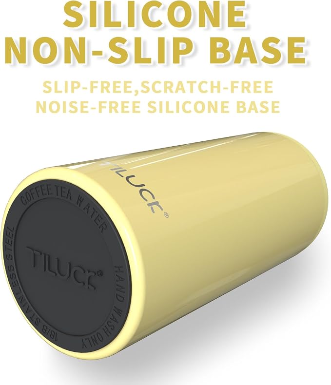 TILUCK Skinny Can Cooler, Stainless Steel Insulated Slim Cans, 12 oz | Beer & Hard Seltzer, Doucle-Walled Stainless Steel Insulated Slim Cans, Slim 12 oz(Lemon)
