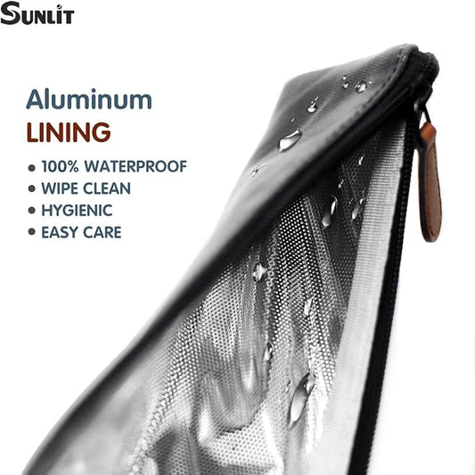 Sunlit 100% Waterproof Wipe Clean Hygienic Carrying Case/Pouch for Reusable Straws - 2 set Black - For 10.5 inches Straws Silicone or Stainless Steel - Brush/Chopsticks Zipper Bag for Travel