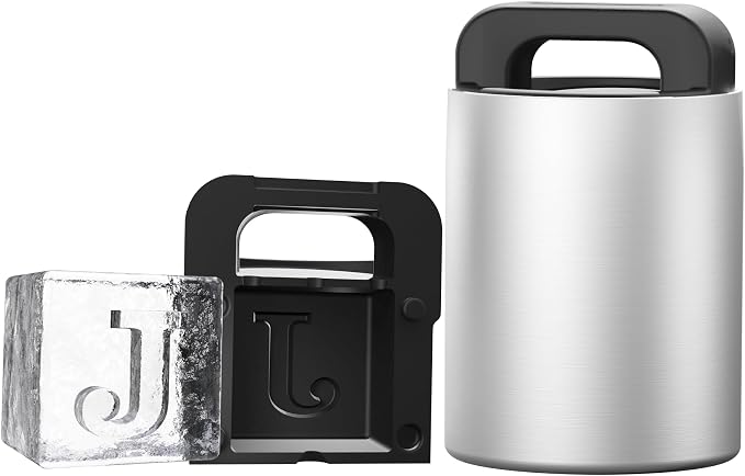Letter J Monogram Clear Ice Cube Maker, 2" Big Ice Cubes Mold for Whisky and Cocktails, Large Initials Silicone Ice Cube Tray Personalized Gifts for Men (Letter J)