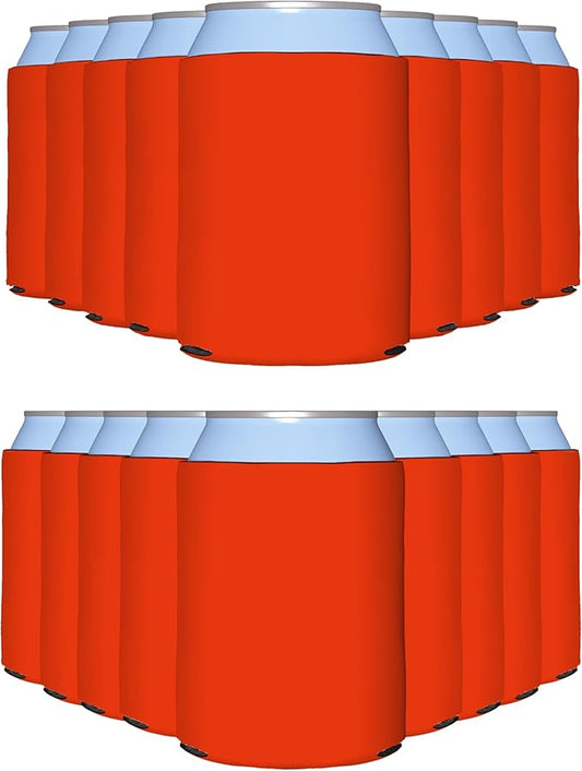 PartyPrints 1000 Pack Tangerine Blank Can Cooler Sleeves, Customizable Bulk Can Coolers, Extra-Thick Collapsible Drink Insulator Sleeve, Beer Can Coolers for Party Beverages
