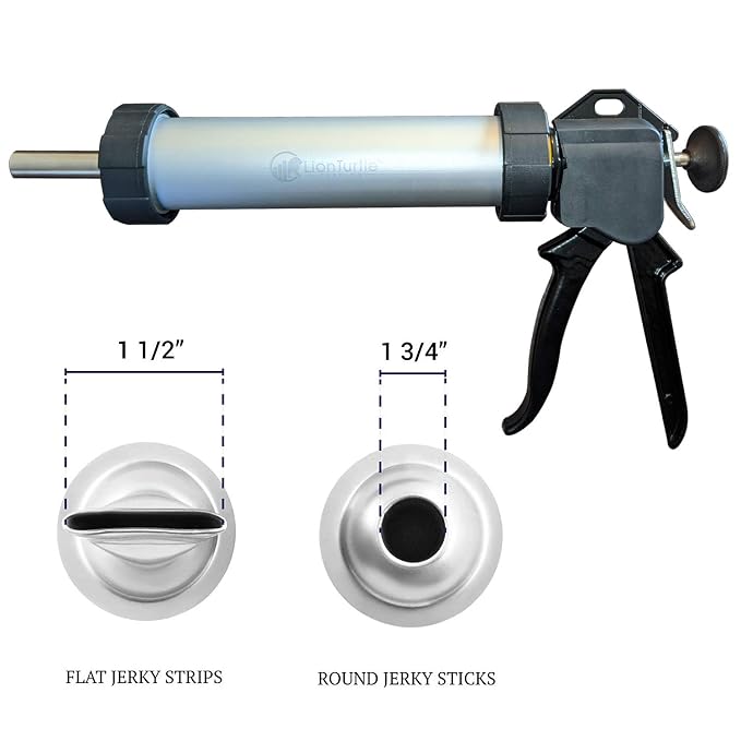 Pro level Jerky gun+ by LionTurtle Trading- DIY bulk sausage stuffer, vegan meat sticks maker, hunting accessory gifts for men- essential stainless steel meat press kit