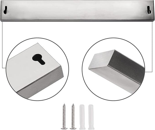 Enkrio 10 Inch Magnetic Knife Strip No Drilling - Upgraded Stainless Steel Magnetic Knife Holder for Wall with 3M Type, Magnet Knife Bar Rack for Kitchen Utensil & Tool organizer, Art Supply Accessory
