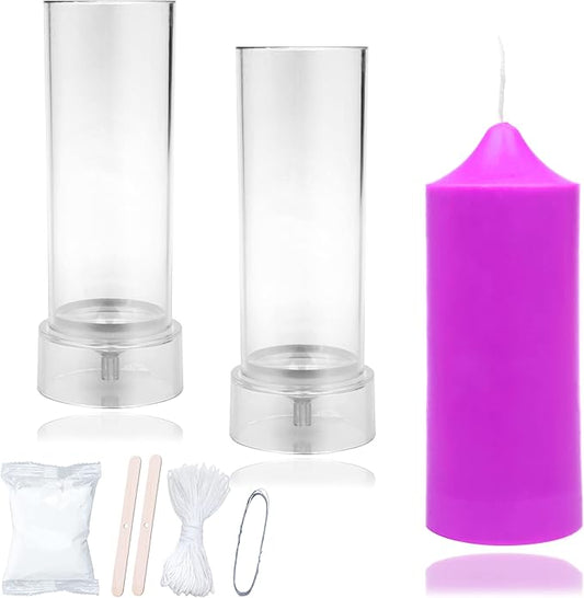 MILIVIXAY 2PCS Pillar Candle Mold -Height: 6.0inch,Diameter:2.0inch-30ft Long Wicks, 2pcs Wick Holders, a Mold Sealer and a Lead Wire Included as a Gift.