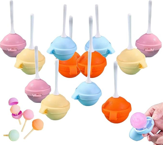 Reusable Large Lollipop-Shaped Ice Mold, DIY Creative Ice Pops for Summer, Mini Silicone Lollipop Hockey Mold, Silicone Popsicle Maker for Juice, Yogurt & Frozen Treats, Fun Dessert (12)