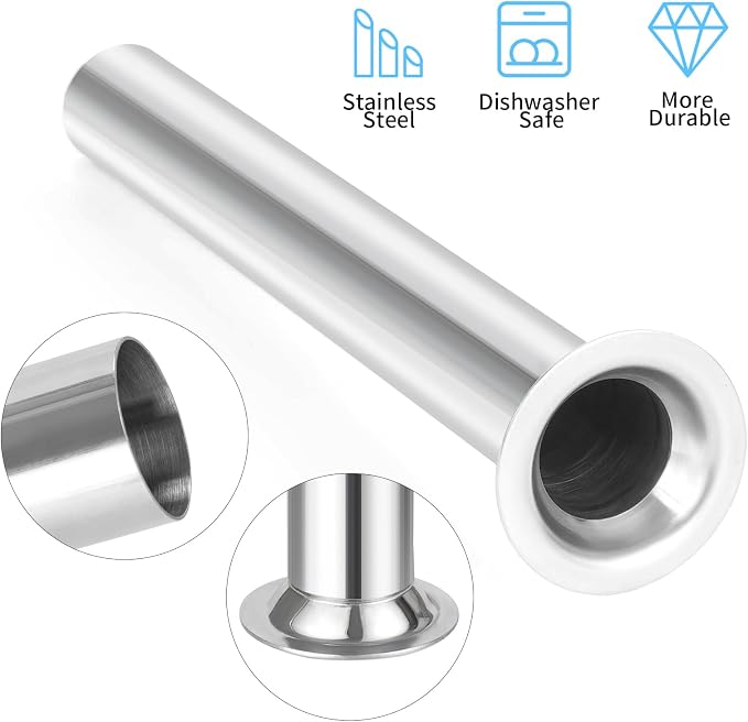 Sausage Stuffing Tubes Replacement for LEM Sausage Stuffers | 4 Sizes, Stainless Steel, Replacement for LEM 606,606SS,1606,1606SS Sausage Stuffers, Sausage Stuffer Funnels