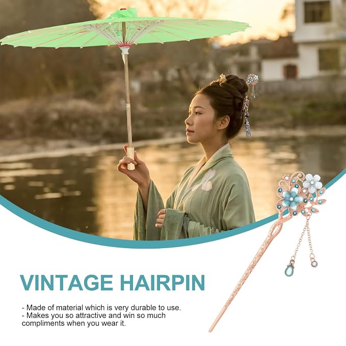 Japanese Chinese Hair Stick Metal Hair Clips for Wedding Hair Styling Flower Hair Chopsticks Vintage Hanfu Pins Hair Chopsticks Bun Updo Holders for Women Girls