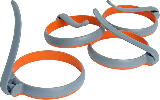 GOYLSER Silicone Egg Rings Set of 4, Silicone Egg Shaper for Pancake Patties & English Muffin, Grey Crumpet Rings Mold, Round Omelette Rings Patty Egg Circles