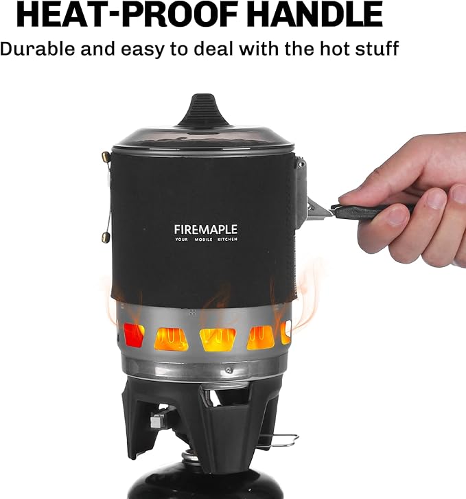 Fire-Maple Fixed Star 3 Backpacking and Camping Stove System, Black 21oz | 30% Faster Boil with HX Base, Piezo Ignition, Locking Handle, All-in-One, Portable, Compatible with Most Canisters