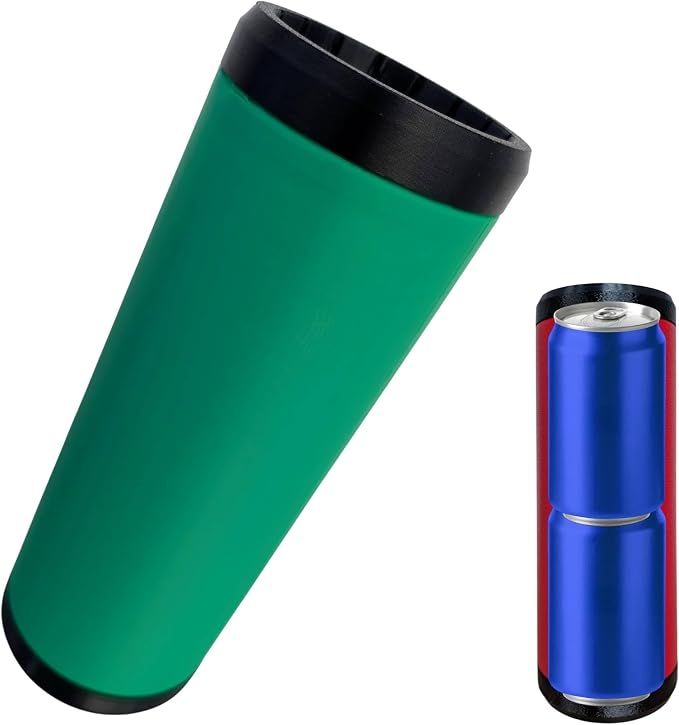 Beerzooka Double Tactical Reload Can Holder, Green | Fits 2 Standard 12oz Cans, Made in USA, 3D-Printed Plastic, Black Rim Design, For Camping and Tailgating