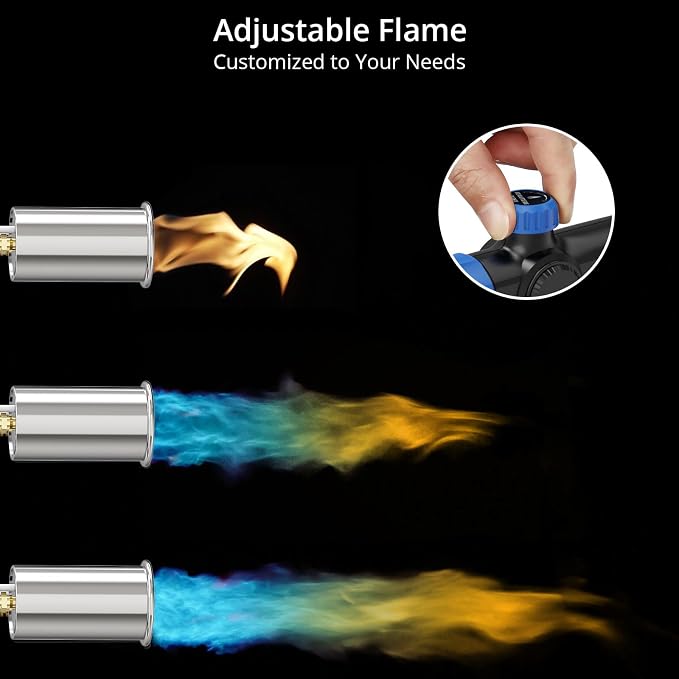 Sondiko Powerful Grill & Cooking Propane Torch L8010, Blue & Black | Sous Vide, Campfire Starter, Adjustable Weed Torch Burner for Searing Steak, BBQ, Welding, Propane, Tank Not Included