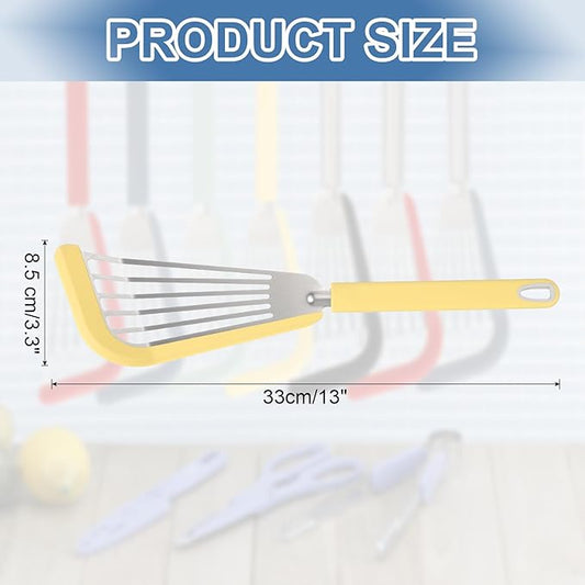 uxcell Silicone Fish Spatulas with Handle Kitchen Cooking Spatula for Egg, Fish, Pancake Yellow