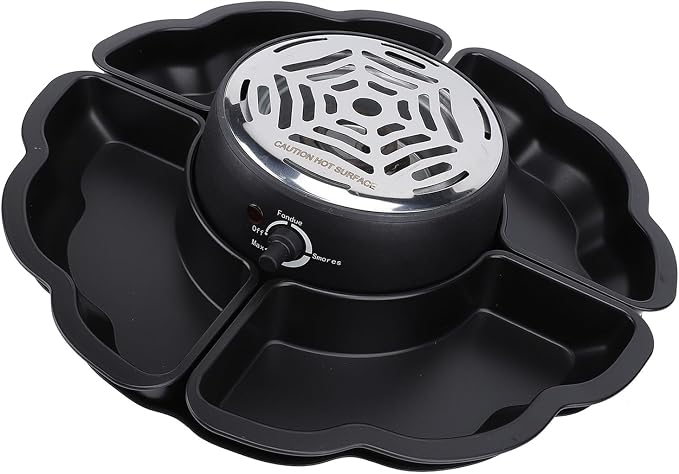 Focket Smores Maker, 2 in 1 Electric Roaster with Chocolate Fondue Kit, Detachable Serving Trays for Date Night Movie Night Housewarming