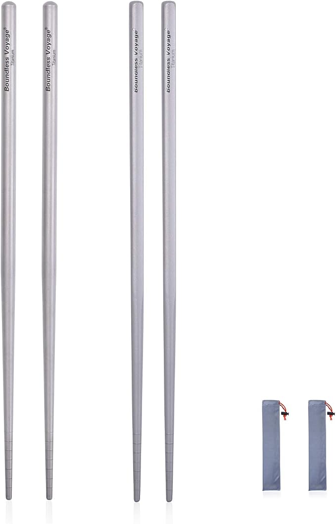 iBasingo Titanium Chopsticks Square Round Skidproof Chopsticks Outdoor Camping Cutlery Picnic Dishes Ultralight Ti1003T