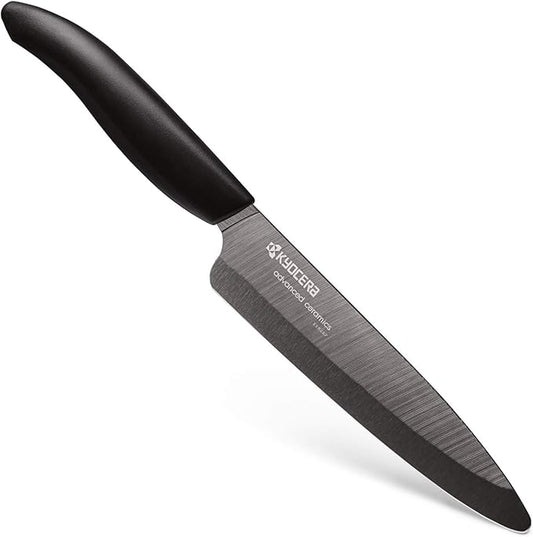 Kyocera Advanced Ceramic Revolution Series 5-inch Slicing Knife, Black Handle, Black Blade