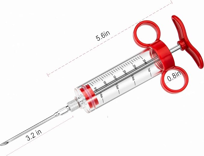 Kingsmile Meat Injector Syringe, 3 Marinade Injector Needles for Meat, Seasoning Injector with1oz Capacity,Turkey Injector for BBQ Grill, Premium Injector Syringe with Black Oil Brush & Cleaning Brush