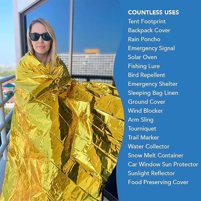 ISOP Rescue Blanket Gold & Silver | 11 Units Large Size 82 x 63 in | Emergency Thermal Blankets Survival Blankets First Aid | Warmth Retaining Blanket | Multi-Use Lightweight & Compact