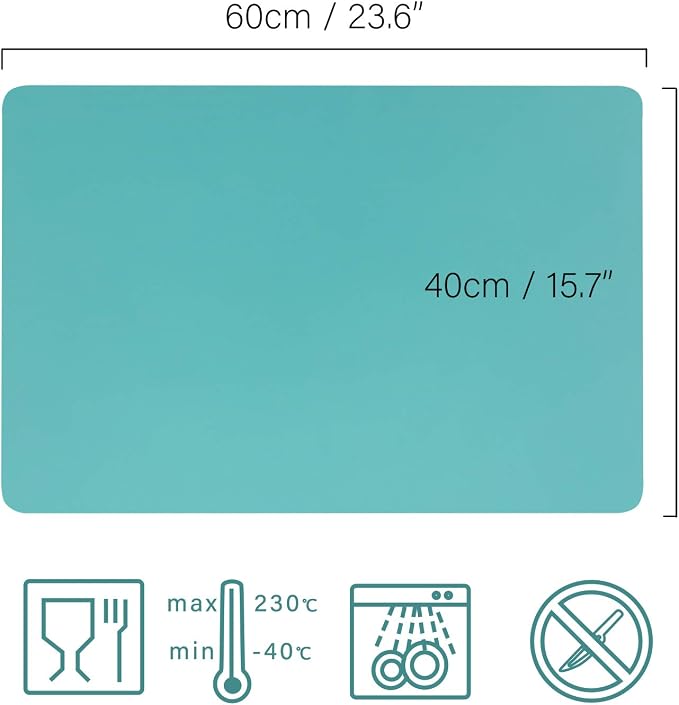 Gartful Extra Large Silicone Mat 23.6 x 15.7 inches, Silicone Crafts Sheets, Jewelry Casting Molds Mat, Desktop Protector, Placemat Pad, Nonstick Nonskid Durable, Set of 2, Black Green