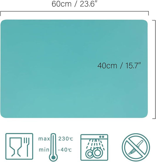 Gartful Extra Large Silicone Mat 23.6 x 15.7 inches, Silicone Crafts Sheets, Jewelry Casting Molds Mat, Desktop Protector, Placemat Pad, Nonstick Nonskid Durable, Set of 2, Black Green