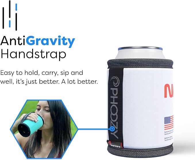 PHOOZY Insulated Can Cooler for 12 oz Cans - Patented Drink Sleeve with NASA-Inspired Technology - Keeps Beer, Soda & Sparkling Water Cold Longer - Lightweight Outdoor Can Holder - Space White
