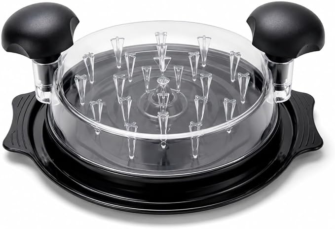 Chicken Shredder Tool Twist, Large Chicken Breast Shredder with Anti-Slip Base, Ergonomic Handles & Visible Lid, BPA Free, Dishwasher Safe, for Chicken, Pork, Beef, Meal Prep