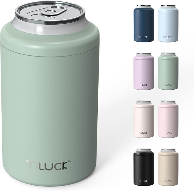 TILUCK Standard Can Cooler, Stainless Steel Insulated Cans, 12 oz | Beer & Hard Seltzer, Doucle-Walled Stainless Steel Insulated Slim Cans, Slim 12 oz