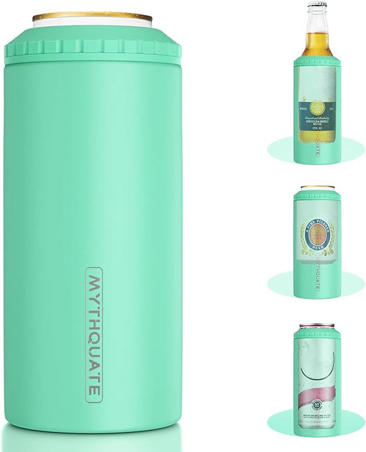3 in 1 Slim Can Cooler for 12 OZ Skinny Can, Regular Can & Beer Bottle - Keep Cold for 6 Hours - Double Walled Insulated Stainless Steel Vacuum Beverage Can Insulator