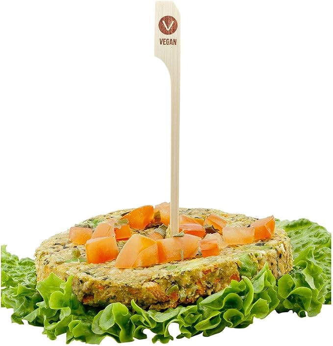Restaurantware RW Smart 4 Inch Vegan Food Markers 1000 Disposable Bamboo Food Picks - Paddle Head Sturdy Bamboo Decorative Picks Sustainable For Serving Appetizers Desserts And Cocktails