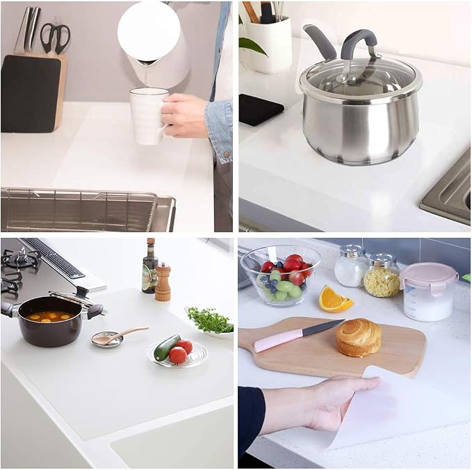 HomeDo Silicone Placemats Countertop Protector Pad, Clear 15.75''x23.62''2P | Place Mats, Non-Stick & Non-Slip, Heat Resistant Insulation Pad, Multi-Use as Baking Mat, Dining Table Mat, Pet Mat