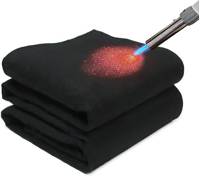 Carbon Felt Welding Blanket Fireproof, 40 x 40 Inch Heavy Duty Heat Resistant Mat, 1800°F Flame Retardant Fabric Fire Blanket for Soldering, Plumbers, HVAC Brazing Tools & Grill Shield