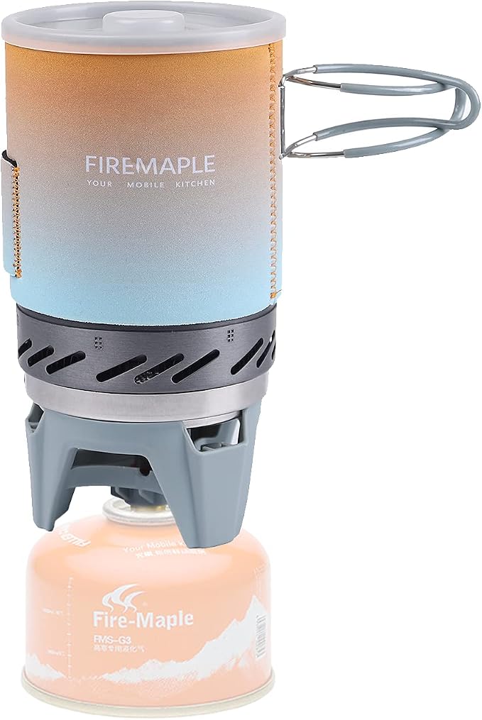 Fire-Maple Fixed Star 1 Backpacking and Camping Stove System, Multi 18oz | 30% Faster Boil with HX Base, Piezo Ignition, Compact & Durable, All-in-One Pot, Compatible with Most Canisters, Portable